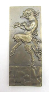 Antique Super Quality HENRI DROPSY Pan Playing His Pipes Relief bronze plaque - Picture 1 of 5