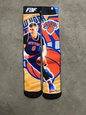 NEW! NBA Logoman NY Knicks Kristaps Porzingis Blue Socks Basketball Size Youth Cover