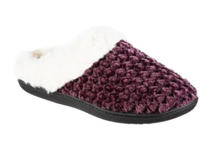 Isotoner Slippers Eco-Comfort Popcorn Chenille Erin Hoodback S 6.5 -7 NEW - Picture 1 of 5