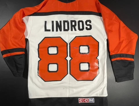 Vtg Philadelphia Flyers Jersey Shirt Youth Large NHL Hockey CCM Eric Lindros 88 Cover