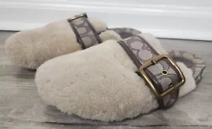 Coach Women's Sz. 7.5 Shearling Clog In Natural - Picture 1 of 7