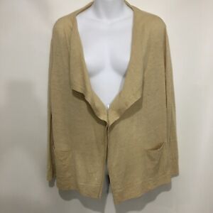 Lafayette 148 NY Womens XL Gold Linen Wrap Sweater 3/4 Sleeves 