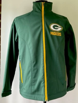 NFL Green Bay Packers Jacket Green Gold Full Zip Softshell Coat Size Medium - Imagem 1 de 4