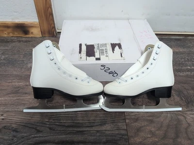 Patines de hielo American Athletic para niños de cuero blanco con cordones al tobillo talla 1 Foto 1 de 4