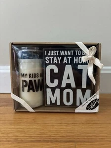 BY KATHY Box Sign/Candle Set for Cat Lovers - Picture 1 of 4