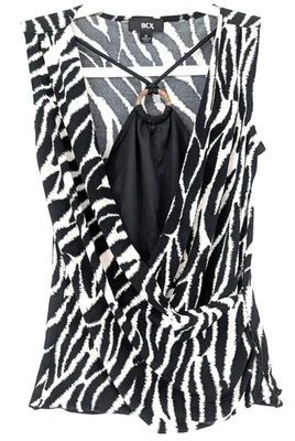 VTG Y2K Zebra Print Layered Wrap Halter Fairy Grunge Baddie Mobwife Tank Medium - Image 1 of 4