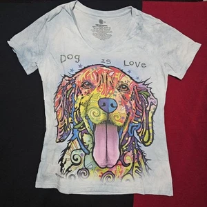Vintage 2015 The Mountain Womens Blue "Dog is Love" T-Shirt Size XLarge Y2K - Picture 1 of 7