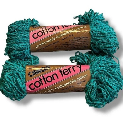 Hilo de rizo de algodón vintage Caron H500 DOS MADEJAS #5032 jade sin existencias hecho en EE. UU. Foto 1 de 4