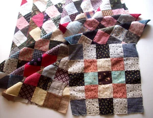 Lot of 12 patchwork quilt blocks hand sewn early 1900's make do - Picture 1 of 15