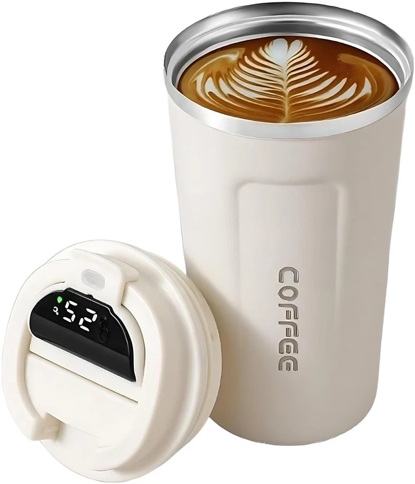 Vaso de café de viaje aislado al vacío - Termo de doble pared a prueba de fugas, antideslizante, Foto 1 de 1