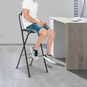 Foldable Bar Chair, Tall Folding Chair, Portable Folding Stool - Picture 1 of 16