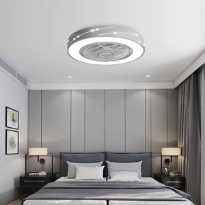 Invisible Ceiling Fan Light Dimmbale Round LED Chandelier 5 Blades with Remote - Picture 1 of 7