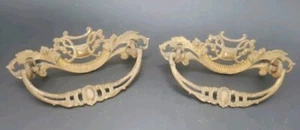 Pair Antique Bronze Drawer Pulls 4-1/2”x2-1/2" Reclaimed Victorian L 198 - Picture 1 of 11