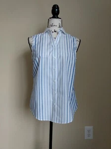 Blusa Talbots Sin Mangas Vertical Rayas Botón Delantero Top Mujer Talla 2 - Imagen 1 de 9