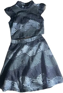 MISS BEHAVE GIRLS 2 Piece Lace Blue Outfit Skirt & Top Size 14 Blue Toned Dressy - Picture 1 of 19