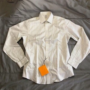 New $128 BROOKS BROTHERS Stretch Cotton Non-Iron Spread  Grey Stripe 15.5 x 36 - Picture 1 of 3