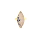 Amazing Genuine Dendrite Opal Gold Plated Statement Adjustable Ring For Women's