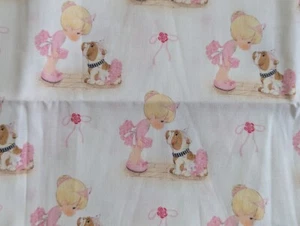1Yrd/43" 100%cotton White w/Precious Moments "BALLERINA & Puppy" /SPRINGS, NEW - Picture 1 of 8