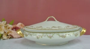 Vintage Theodore Haviland Limoges Gold Floral weiß bedeckt Gemüse ovale Schale - Bild 1 von 10