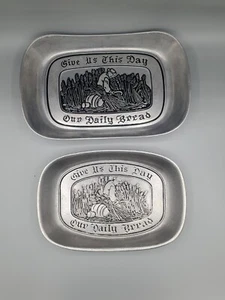 Wilton Armetale “Give Us This Day Our Daily Bread” Bread Serving Tray Dish Lot - Picture 1 of 5