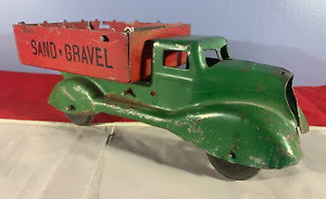 1930's Marx Sand & Gravel Dump Truck Wooden Wheels 10" Long Very Nice Cond. Rare