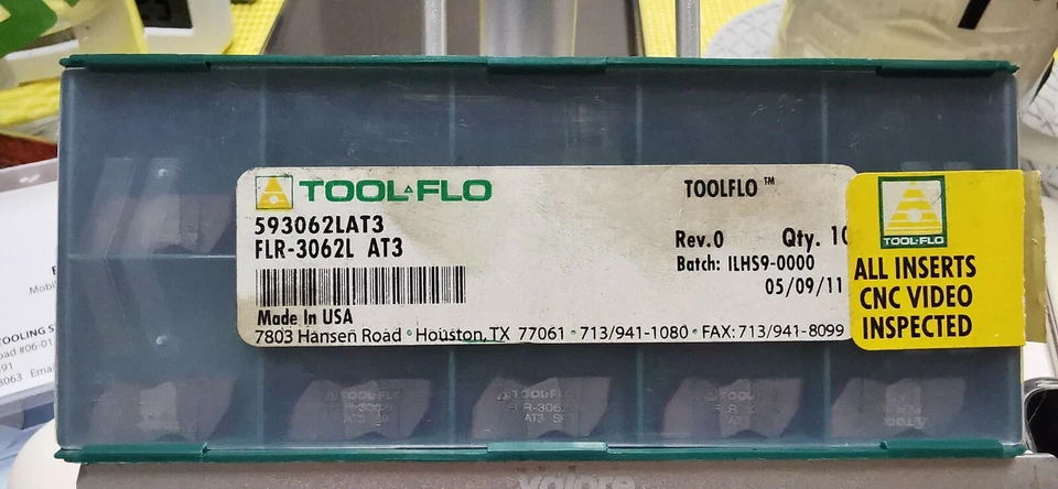 TOOLFLO CARBIDE INSERTS FLR 3062L AT3 BOX OF 10PCS - Image 1 of 1