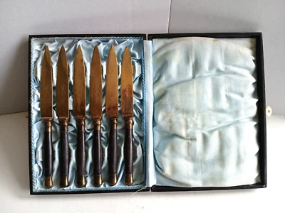 6 Vintage Obstmesser mit Horngriff – UCHATIUS-BRONCE – ca. um 1900 - Bild 1 von 4