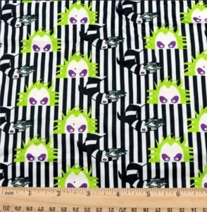 Halloween Beetlejuice Polyester Cotton blend fabric 20"x55" 1089000 Horror - Picture 1 of 2