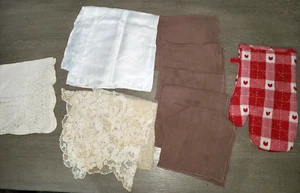 LOTE GRANDE MANTELES DE TELA ESTILO ANTIGUO ENCAJE - Imagen 1 de 4