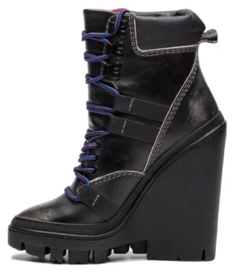 Plataforma de cuña de cuero marrón DIESEL D-Vibe MB talla 7, 36,5 EUR, JPN 24, botas 15 Foto 1 de 4