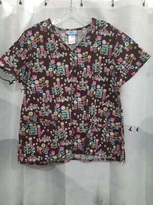 S B Woman's Scrubs Large Short Sleeve Pullover V Neck Cotton - Image 1 of 4