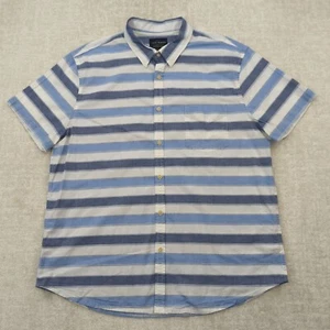 Lucky Brand Shirt Mens XL Saturday Stretch Blue Striped Pocket Western Button Up - Picture 1 of 13