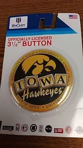 NCAA WINCRAFT IOWA HAWKEYES 3 1/2" BUTTON PIN GREAT CONDITION - Picture 1 of 1