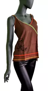 Women's Top Ethno Nepal Flower Hippie Boho Colorful Straps Vintage Brown Size 38 - Picture 1 of 4