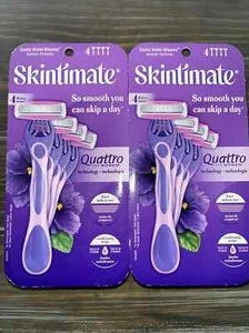 2- Maquinillas de afeitar desechables para mujer Skintimate Exotic Violet Flooms 4 hojas - 4 ct cada una - Imagen 1 de 1