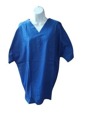 Womens Scrub Set Top&Bottom Royal Blue 2X 100% Cotton String Closure Top 1  - Image 1 of 4