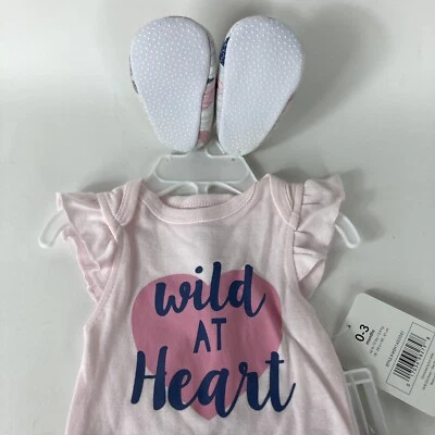 Bon Bebe Baby Girls 3 Piece Bodysuit Shorts Shoes Wild At Heart 0-3 Months New - Image 1 of 4