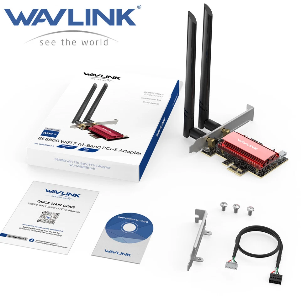 WiFi7 PCIE Netzwerkkarte 8800Mbps Tri-Band IntelBE200 Wireless Adapter Bluetooth - Bild 1 von 4