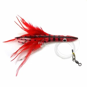 Qty1 Fish WOW! 6" Fishing Tuna Clone Feather Rigged Trolling 3oz lures Red White - Bild 1 von 5