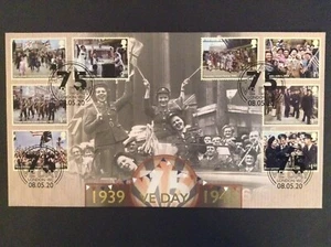 GB QEII Buckingham 2020 VE Day Set on First Day Cover, London WC (Bunting) S/H/S - Picture 1 of 2