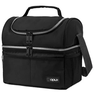 Insulated Lunch Bag For Men Double Deck Soft Cooler Tote Leakproof Lunch Box - Picture 1 of 64