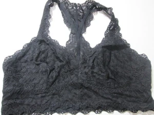 Felina Bra Size M Black Wireless Unlined Racerback Pullover Bralette Lace Floral - Picture 1 of 6