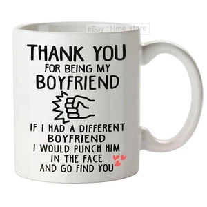 Funny Boyfriend Coffee Mug Punch In Face Boyfriend Cup Valentine Love Joke Gifts - Picture 1 of 7