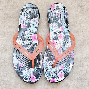 Crocs Shoes Womens 10 Isabella Graphic Flip flop Thong Sandal Rubber Beach Slide