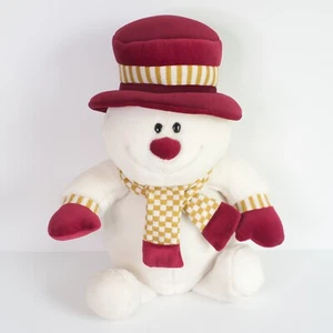 Animal Alley Snowman Flurrie 18" Vtg Plush Gold White Scarf Red Hat Mittens - Picture 1 of 7