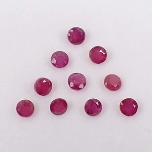 2.0 carats Qty 10 Pieces Round 3.00 mm Blood Red-Pinkish Natural Ruby Gemstone - Picture 1 of 11