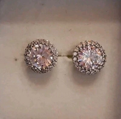 Blue Steel Halo Cubic Zirconia Earrings - Image 1 of 4