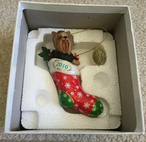Danbury Mint 2010 Annual Yorkie Dog Xmas Ornament Stocking Stuffer FREE SHIP - Picture 1 of 7