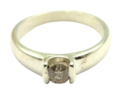 Father’s Day Gift 925 Sterling Silver Ring Natural Brown Diamond Size 8.25 US - Image 1 of 4