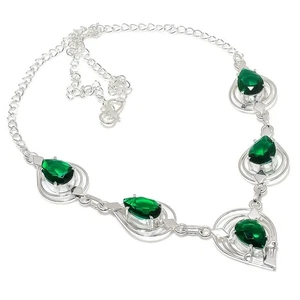Chrome Diopside Gemstone Handmade 925 Sterling Silver Jewelry Necklace Size 18" - Picture 1 of 1
